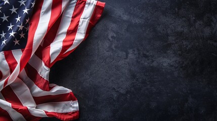 American Flag on Dark Background