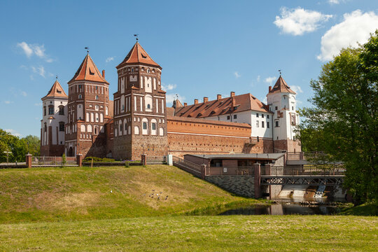 An ancient Gothic castle in the urban settlement of Mir, Belarus