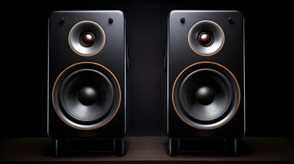 Pair of speakers on black background