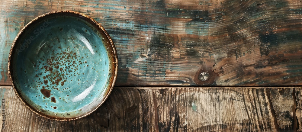 Wall mural close up ceramic with wood texture background. copy space image. place for adding text and design