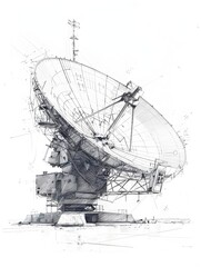 Obraz premium Minimal of Satellite Dish Component Manufacturing With Clear Space on White Background