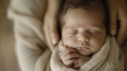 Heartwarming Moment of Newborn Baby in Parents' Arms Generative AI