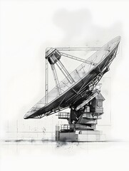 Obraz premium Detailed of a Manufacturer of Structural Satellite Dish Components on a Minimalist White Background