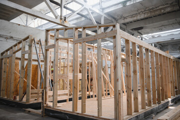 Workshop for the production of wooden modular houses