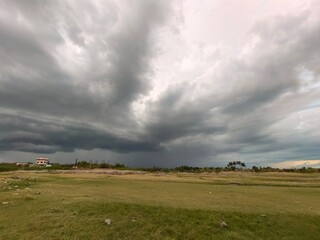 clouds over the field