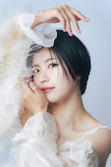 Beauty concept of young Asian woman. Skin care. Cosmetics.