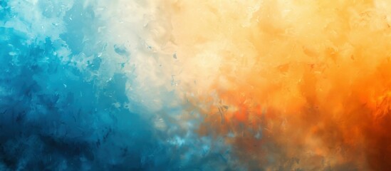 Obraz premium Abstract painting with blue and orange hues. AI.