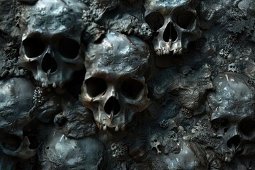 Grungy Skulls Collage. Dark and edgy concept