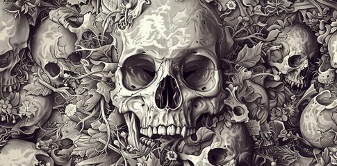 Eerie Skull Silhouette. Spooky Halloween background concept