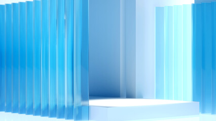 3D rendering Abstract 3D pedestal with geometric platform.