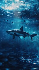 Majestic Shark Silhouette. Underwater adventures concept