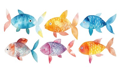 Fototapeta premium aquarelle set of goldfish