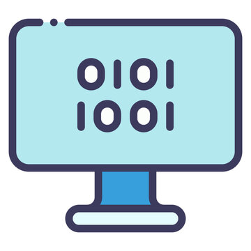 recommend clip art: binary code on computer monitor icon