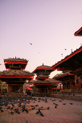 Fototapeta premium Ancient Nepali temple at sunrise