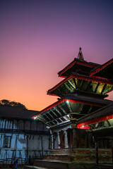 Obraz premium Ancient Nepali temple at sunrise
