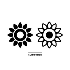 シンプルな花のアイコン2個セット　ひまわり