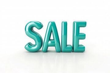 3D Turquoise SALE Text Against Clean White Background for Retail Promotions