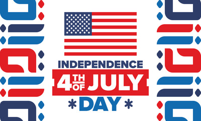 Obraz premium Independence Day in United States of America. The Fourth of July. Happy national holiday, celebrated annual in July 4. American flag. Country freedom day. Patriotic event design. Vector poster
