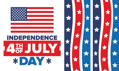 Fototapeta premium Independence Day in United States of America. The Fourth of July. Happy national holiday, celebrated annual in July 4. American flag. Country freedom day. Patriotic event design. Vector poster