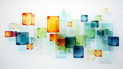 Obraz premium Colorful translucent square glass decorative wall abstract 3d background.