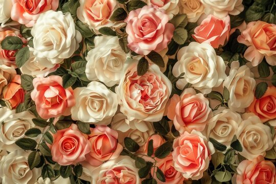 Vibrant Roses Blooming. Springtime beauty concept