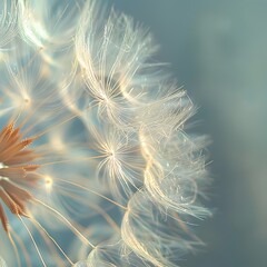 Delicate Dandelion Seed Head with Ethereal Fibers in Macro Photography