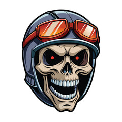 head skull wearing helmet vector illustration. design for a t-shirt and more