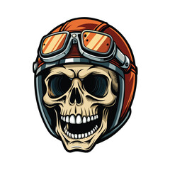 head skull wearing helmet vector illustration. design for a t-shirt and more