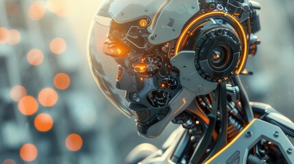 Futuristic Robot Silhouettes. Technology and Automation concept