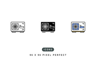 Compressor Icon. Heat Air Pump Outside Pictogram Graphic Illustration. Isolated Simple Line Icon For Infographic, App and Web Button.