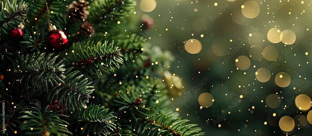 Poster closeup of christmas-tree background. copy space image. place for adding text and design
