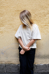 young nine year old girl looking away