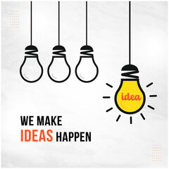 We make Ideas Happen, Social Media Marketing, Digital Marketing, Advertising Concept. Vector Design template
