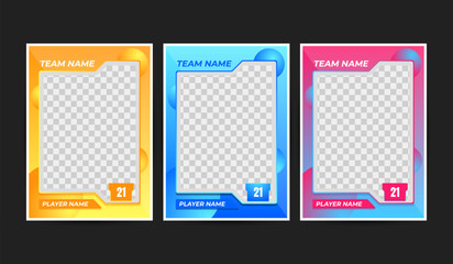 Set of trading frames for game sports card template, Vector illustration on a black background
