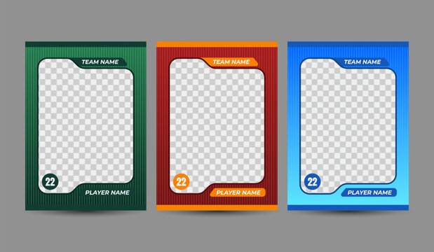 Set of trading frames for game sports card template, Vector illustration on a black gray