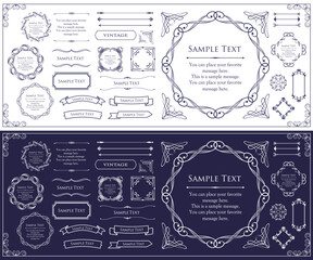 ビンテージフレーム。デザインテンプレート。ゴージャスな額のセット。
