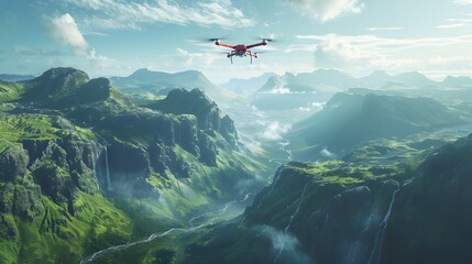 Drone Capturing Breathtaking Scenic Mountain Range Landscapes in Vibrant Detail