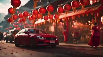 chinese new year with red cars