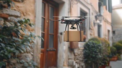 Drone Delivering Package to Doorstep Modern and Convenient Logistics Solution
