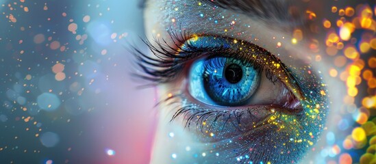 Digital image of woman's eye. Security concept. Copy space image. Place for adding text or design