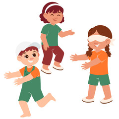 Cute kids Playing Hide And Seek Illustration
