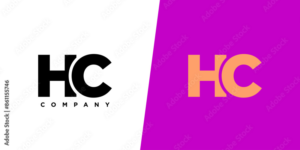 Fototapete letter h and c, hc logo design template. minimal monogram initial based logotype.