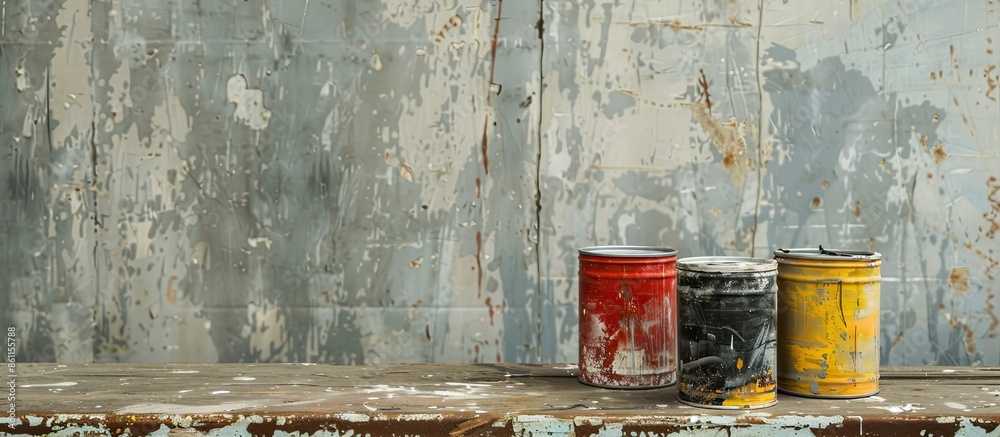 Poster cans of paint. copy space image. place for adding text and design