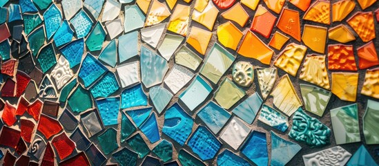Art mosaic glass on the wall. Copy space image. Place for adding text and design