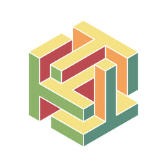 Fototapeta premium Cube logo, geometric vector design. Box logotype company, trendy techno emblem in isometric 3D style.