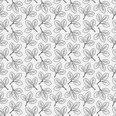 Hand drawn floral pattern vector design. Simple ornament with plant and leaf.