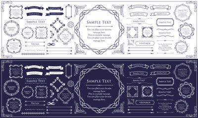 ビンテージフレーム。デザインテンプレート。ゴージャスな額のセット。
