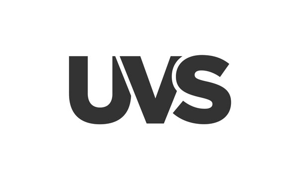 UVS logo design template with strong and modern bold text. Initial based vector logotype featuring simple and minimal typography. Trendy company identity.