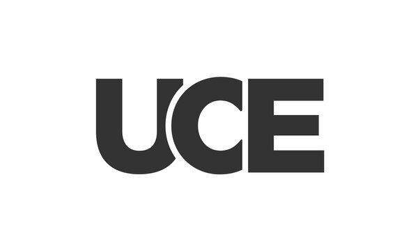 UCE logo design template with strong and modern bold text. Initial based vector logotype featuring simple and minimal typography. Trendy company identity.
