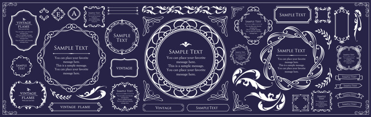 ビンテージフレーム。デザインテンプレート。ゴージャスな額のセット。

